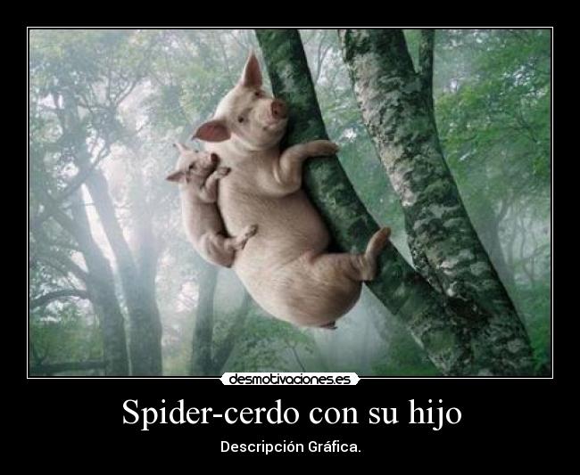 Spider-cerdo con su hijo - Descripción Gráfica.