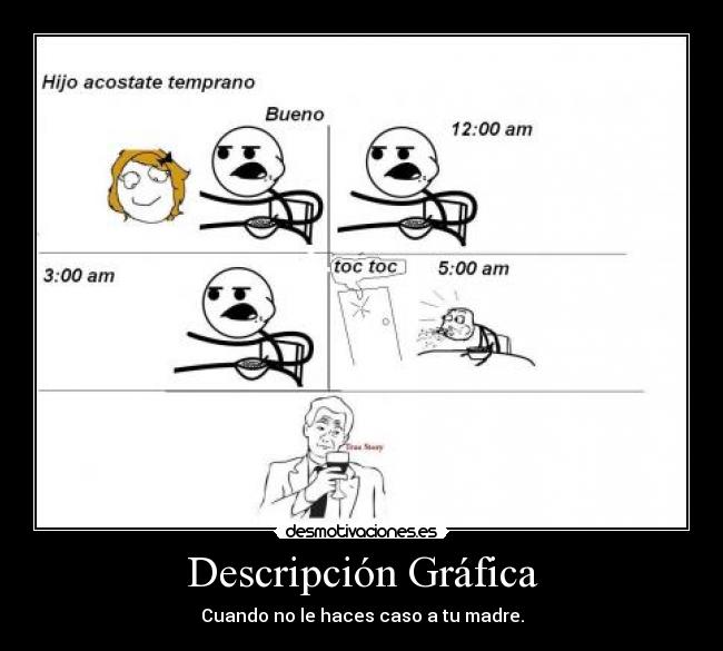 Descripción Gráfica - Cuando no le haces caso a tu madre.