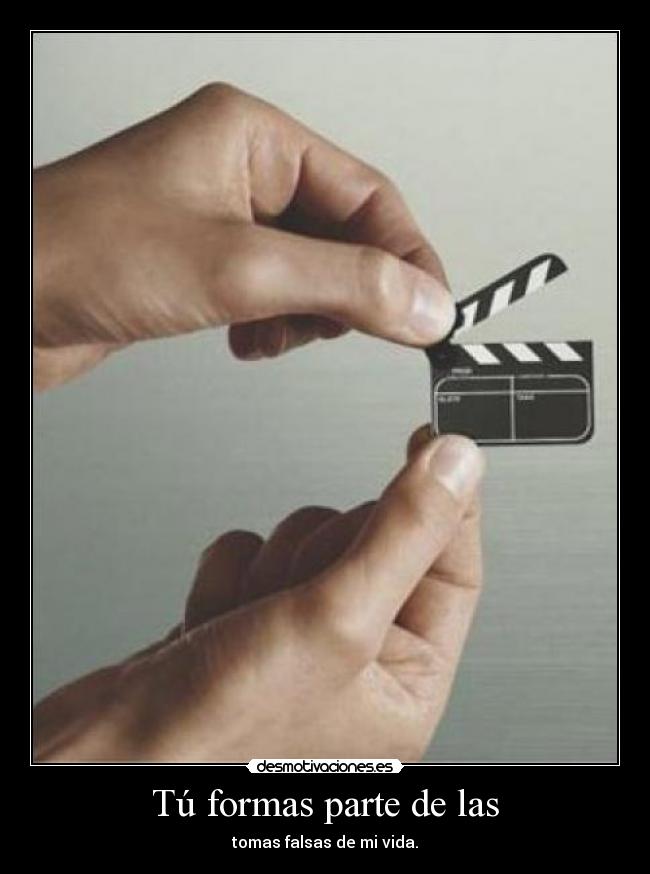 Tú formas parte de las - tomas falsas de mi vida.