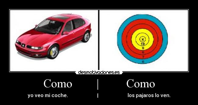 Como | Como - yo veo mi coche. | los pajaros lo ven.