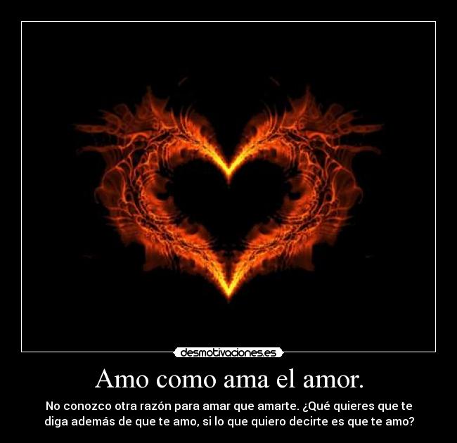 Amo como ama el amor. - No conozco otra razón para amar que amarte. ¿Qué quieres que te
diga además de que te amo, si lo que quiero decirte es que te amo?