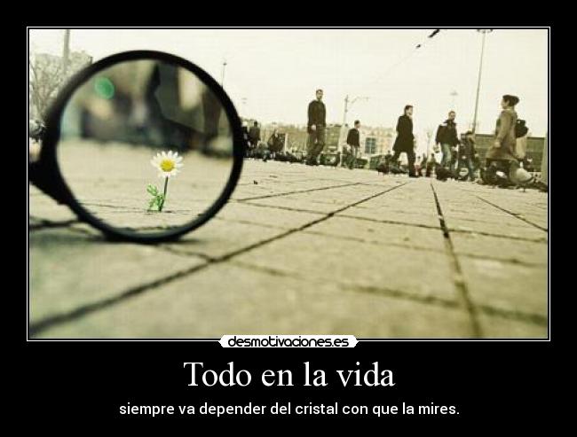 Todo en la vida - siempre va depender del cristal con que la mires.