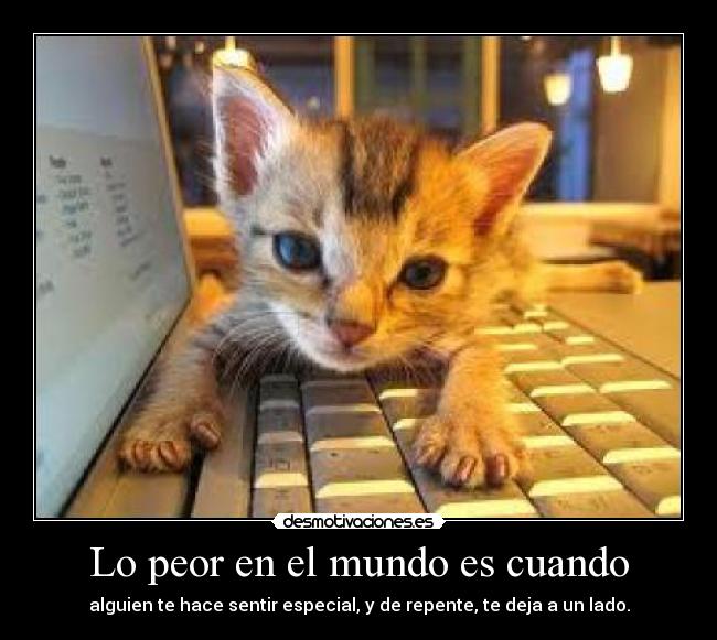 Lo peor en el mundo es cuando - alguien te hace sentir especial, y de repente, te deja a un lado.