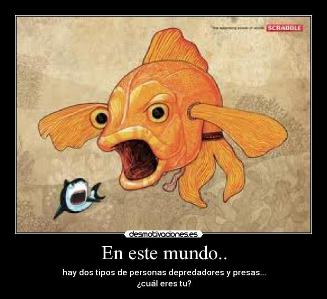 En este mundo.. - hay dos tipos de personas depredadores y presas...
¿cuál eres tu?