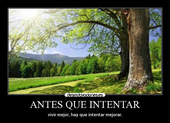 ANTES QUE INTENTAR - vivir mejor, hay que intentar mejorar.