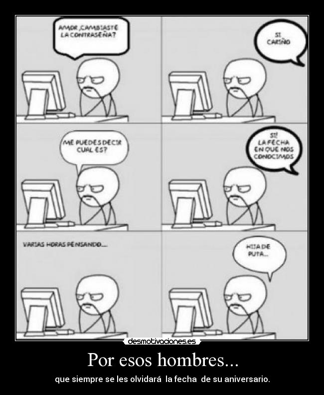 Por esos hombres... - que siempre se les olvidará  la fecha  de su aniversario.