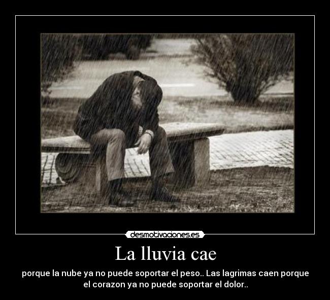 La lluvia cae - porque la nube ya no puede soportar el peso.. Las lagrimas caen porque
el corazon ya no puede soportar el dolor..