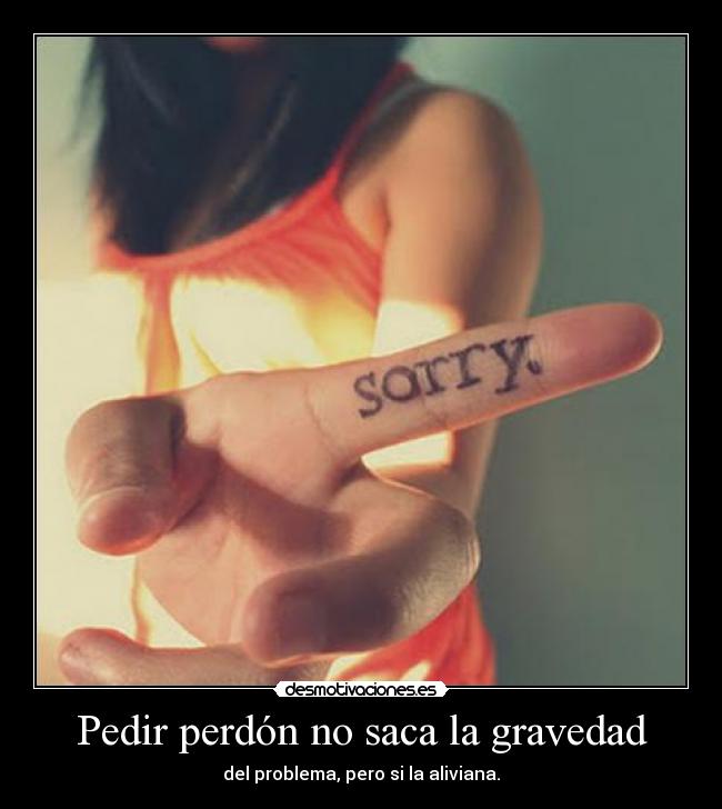 Pedir perdón no saca la gravedad - del problema, pero si la aliviana.