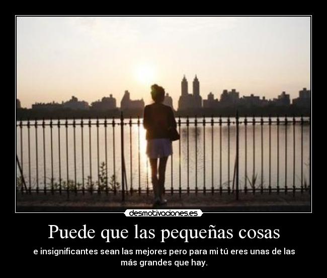 Puede que las pequeñas cosas - e insignificantes sean las mejores pero para mi tú eres unas de las
más grandes que hay.