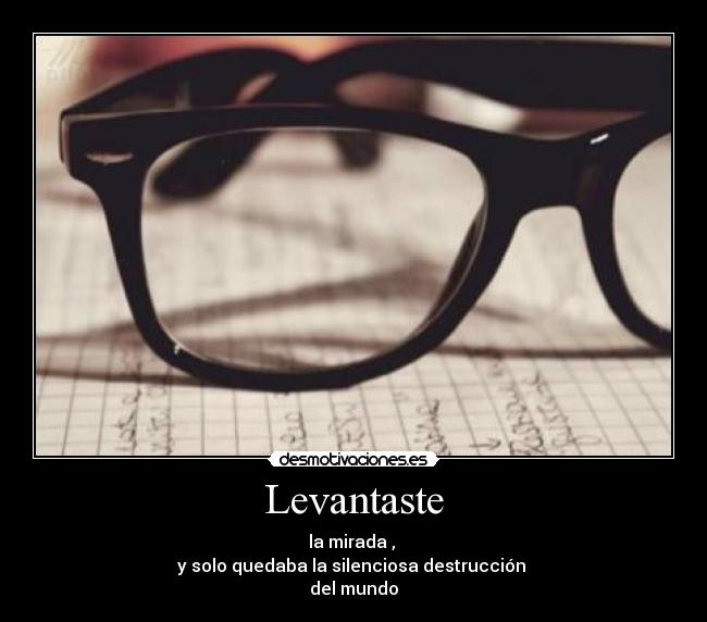 Levantaste - la mirada ,
y solo quedaba la silenciosa destrucción
del mundo