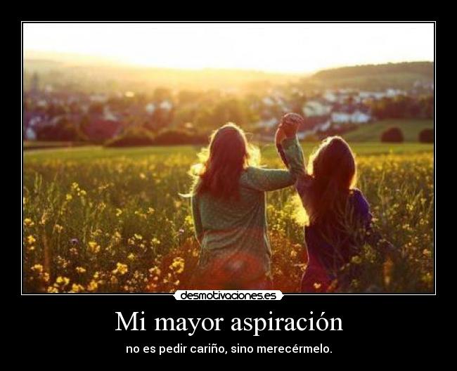 Mi mayor aspiración - no es pedir cariño, sino merecérmelo.