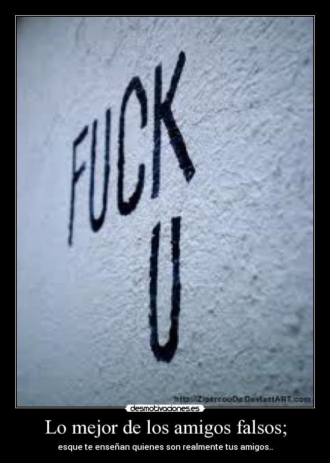 Lo mejor de los amigos falsos; - esque te enseñan quienes son realmente tus amigos..