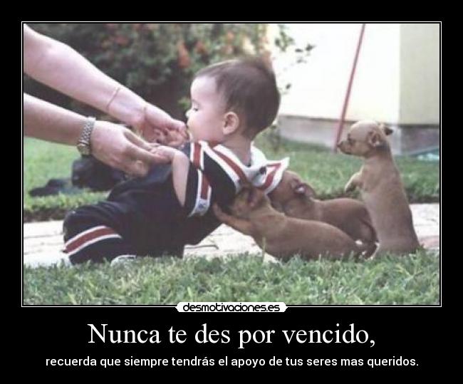 Nunca te des por vencido, - recuerda que siempre tendrás el apoyo de tus seres mas queridos.