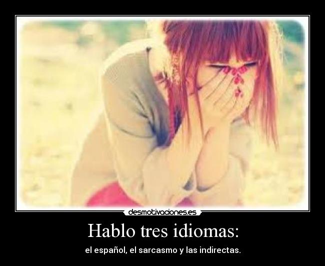 Hablo tres idiomas: - el español, el sarcasmo y las indirectas.