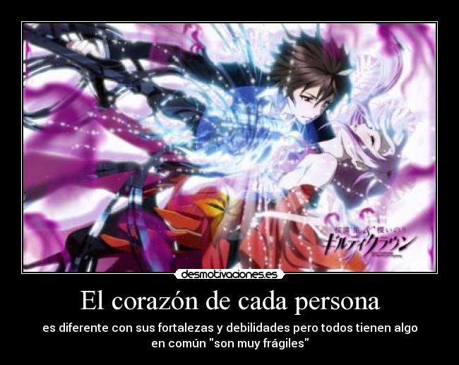 El corazón de cada persona - es diferente con sus fortalezas y debilidades pero todos tienen algo
en común son muy frágiles