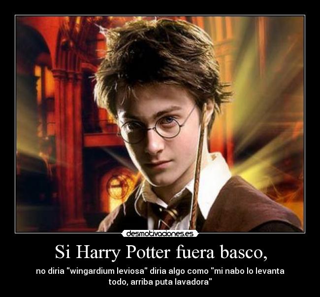 Si Harry Potter fuera basco, - no diria wingardium leviosa diria algo como mi nabo lo levanta
todo, arriba puta lavadora