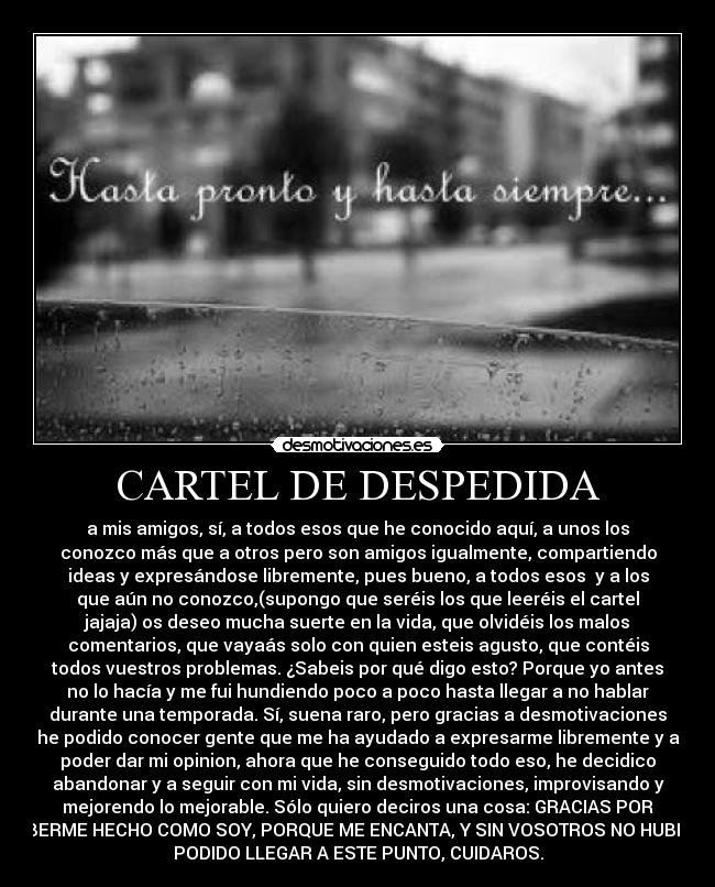 CARTEL DE DESPEDIDA -