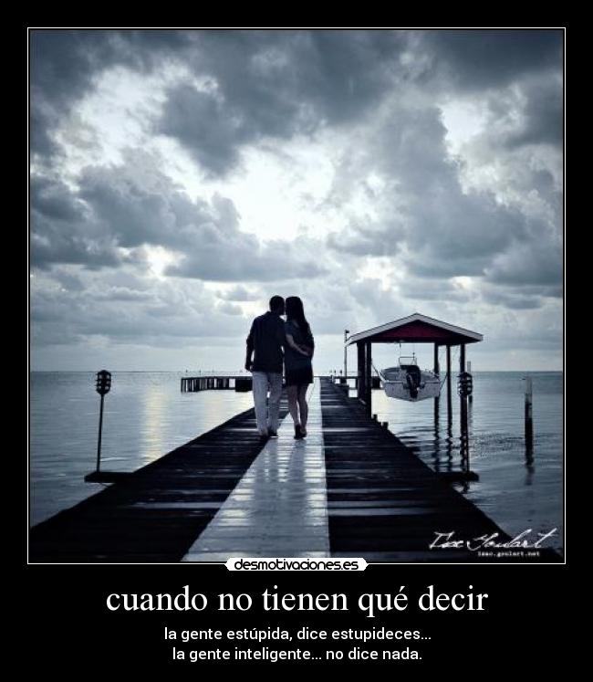 cuando no tienen qué decir - la gente estúpida, dice estupideces...
la gente inteligente... no dice nada.