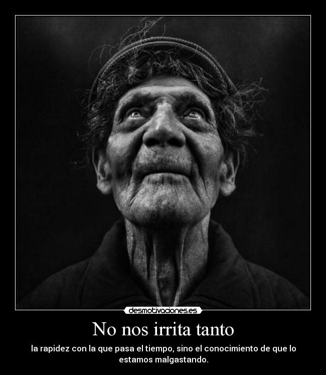 No nos irrita tanto - la rapidez con la que pasa el tiempo, sino el conocimiento de que lo
estamos malgastando.