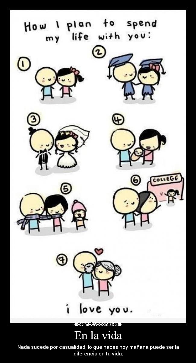 En la vida - Nada sucede por casualidad, lo que haces hoy mañana puede ser la
diferencia en tu vida.