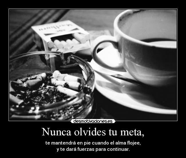 Nunca olvides tu meta, - te mantendrá en pie cuando el alma flojee,
y te dará fuerzas para continuar.