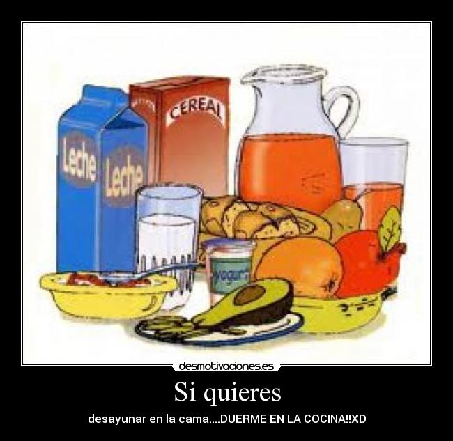 Si quieres - desayunar en la cama....DUERME EN LA COCINA!!XD