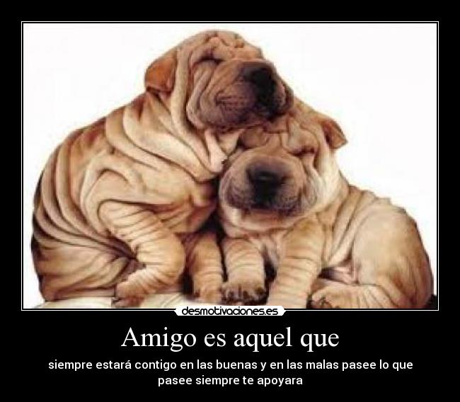 Amigo es aquel que - siempre estará contigo en las buenas y en las malas pasee lo que
pasee siempre te apoyara