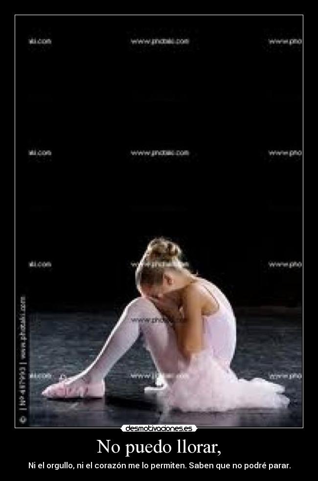 No puedo llorar, - Ni el orgullo, ni el corazón me lo permiten. Saben que no podré parar.