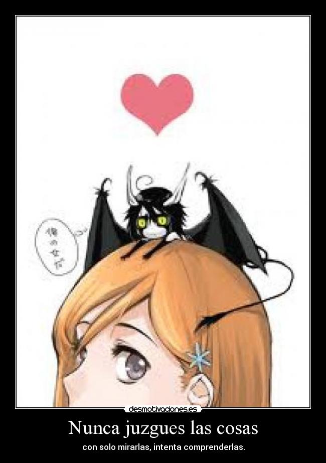 Nunca juzgues las cosas - con solo mirarlas, intenta comprenderlas.