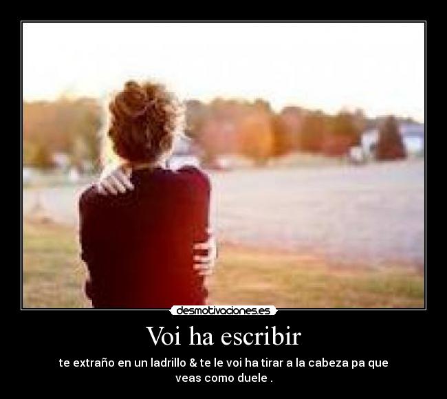 Voi ha escribir - te extraño en un ladrillo & te le voi ha tirar a la cabeza pa que veas como duele .