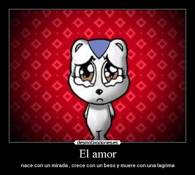 El amor - nace con un mirada , crece con un beso y muere con una lagrima