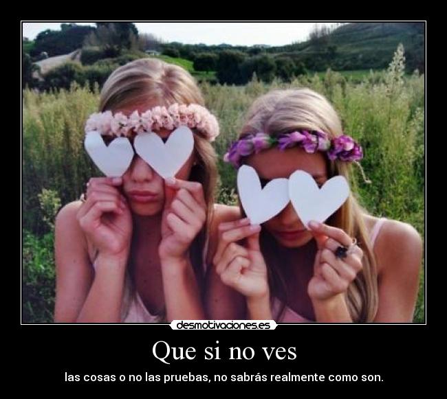 Que si no ves - las cosas o no las pruebas, no sabrás realmente como son.