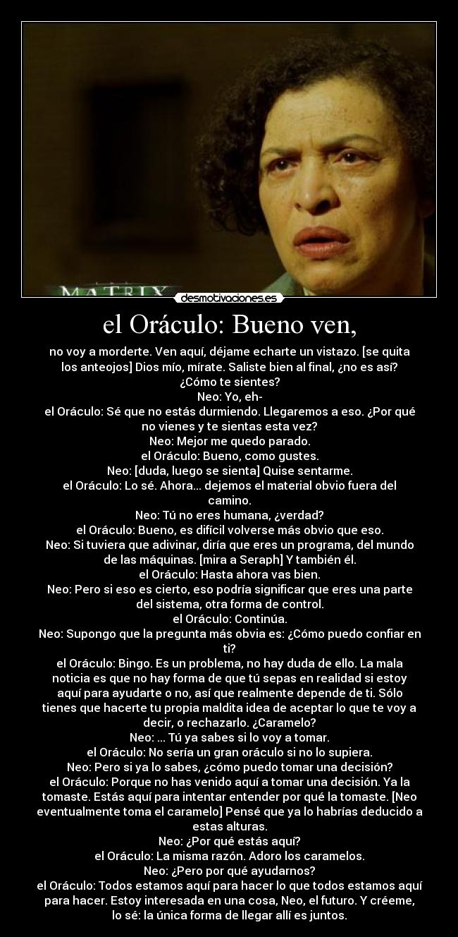 carteles matrix reloaded neo oracle desmotivaciones