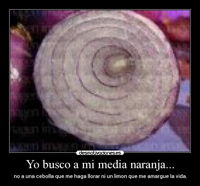 Yo busco a mi media naranja... - no a una cebolla que me haga llorar ni un limon que me amargue la vida.