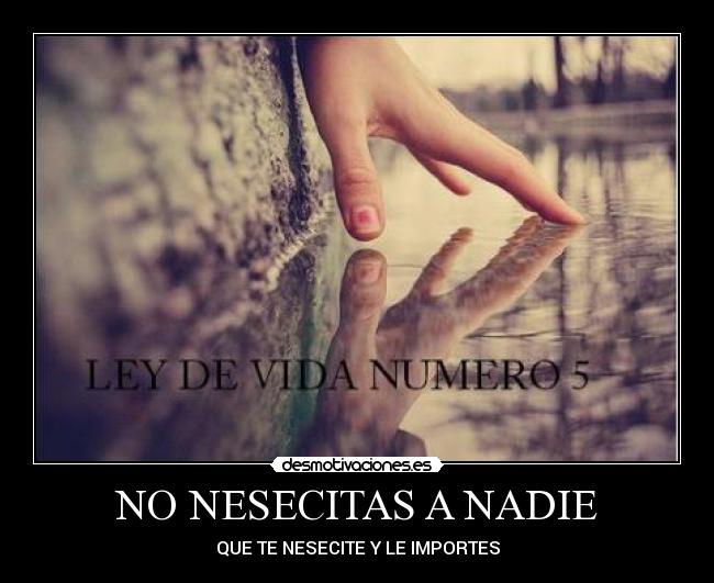 NO NESECITAS A NADIE - QUE TE NESECITE Y LE IMPORTES