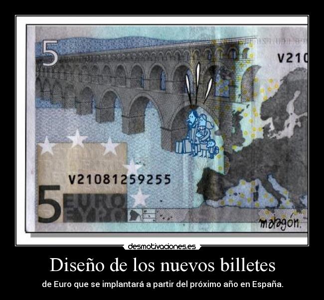 Diseño de los nuevos billetes - de Euro que se implantará a partir del próximo año en España.