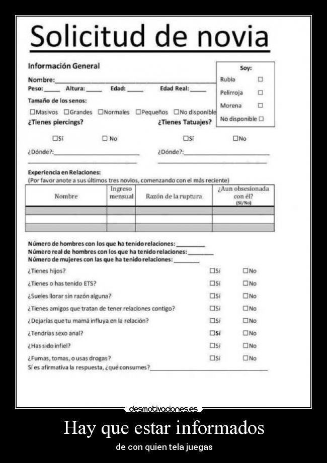 Hay que estar informados - de con quien tela juegas