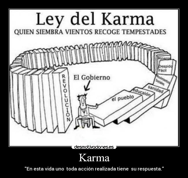 Karma - En esta vida uno  toda acción realizada tiene  su respuesta.