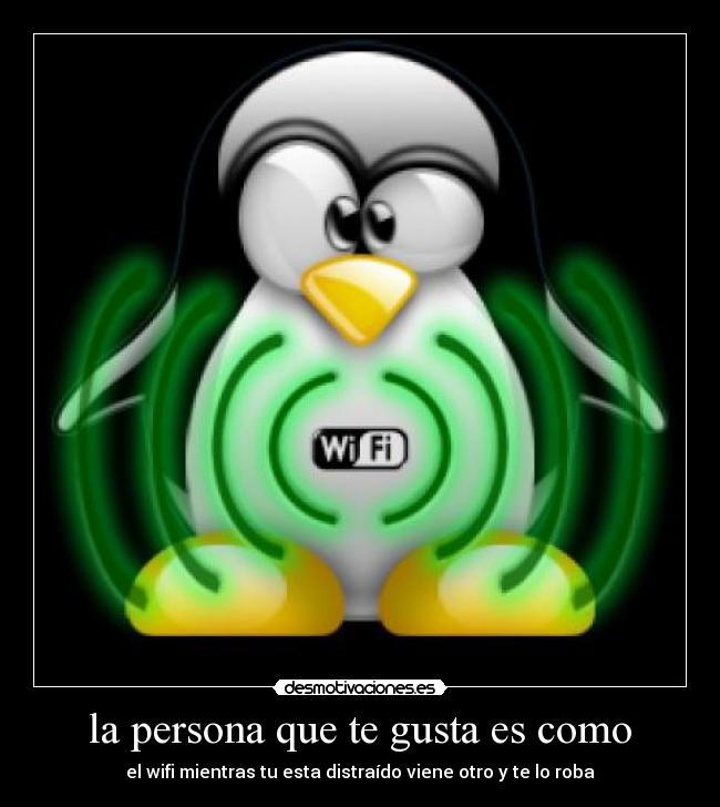 la persona que te gusta es como - el wifi mientras tu esta distraído viene otro y te lo roba