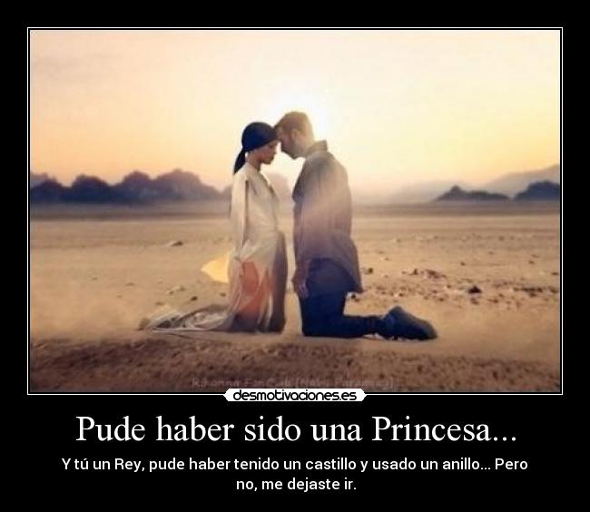Pude haber sido una Princesa... - Y tú un Rey, pude haber tenido un castillo y usado un anillo... Pero no, me dejaste ir.