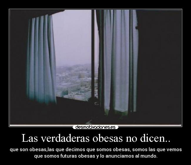 Las verdaderas obesas no dicen.. - que son obesas,las que decimos que somos obesas, somos las que vemos
que somos futuras obesas y lo anunciamos al mundo.