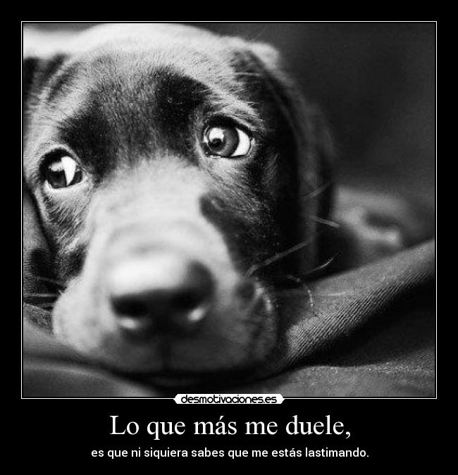 Lo que más me duele, - es que ni siquiera sabes que me estás lastimando.