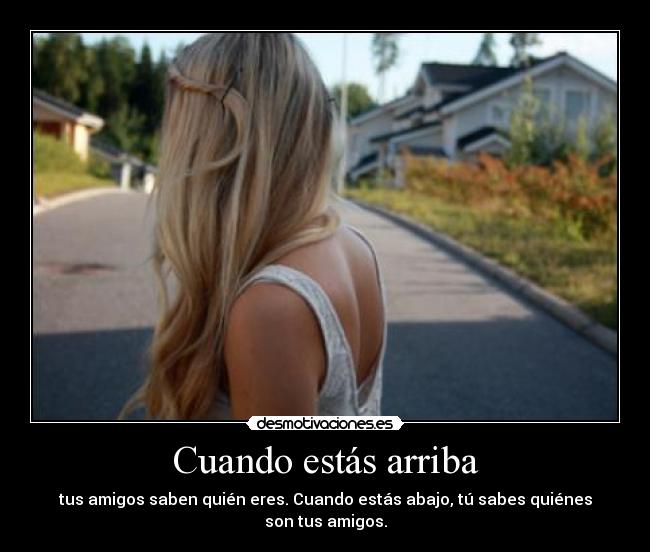 Cuando estás arriba - tus amigos saben quién eres. Cuando estás abajo, tú sabes quiénes son tus amigos.