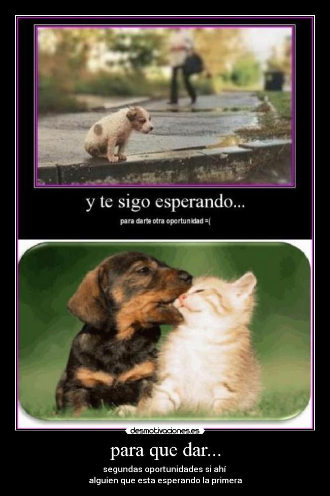 para que dar... - segundas oportunidades si ahí 
alguien que esta esperando la primera