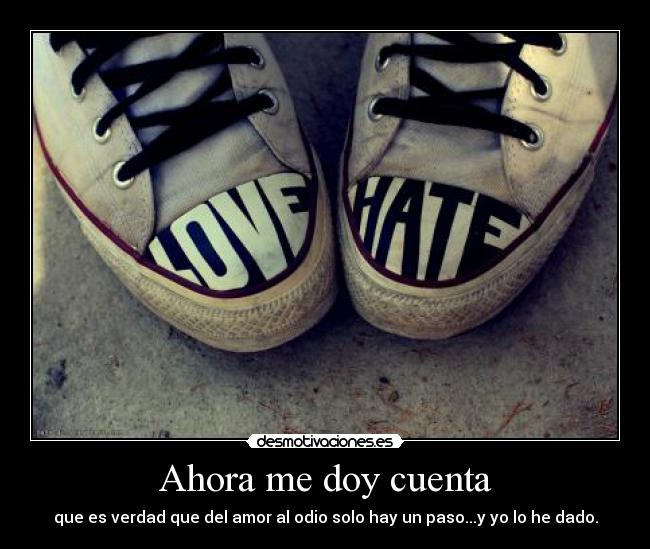 Ahora me doy cuenta - que es verdad que del amor al odio solo hay un paso...y yo lo he dado.
