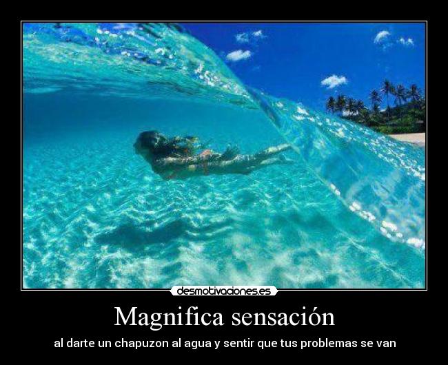 Magnifica sensación - al darte un chapuzon al agua y sentir que tus problemas se van