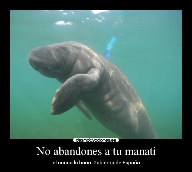 No abandones a tu manati - el nunca lo haría. Gobierno de España