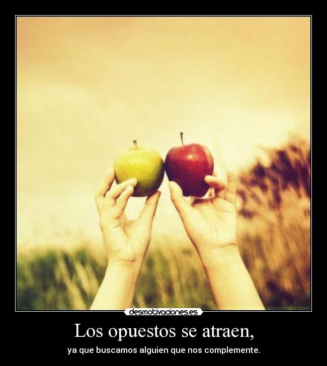 Los opuestos se atraen, - ya que buscamos alguien que nos complemente.
