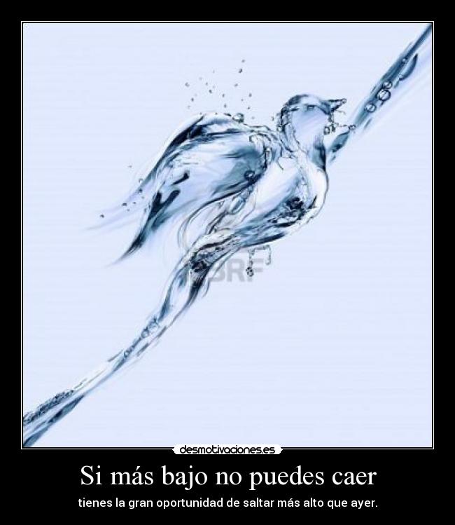 Si más bajo no puedes caer - tienes la gran oportunidad de saltar más alto que ayer.