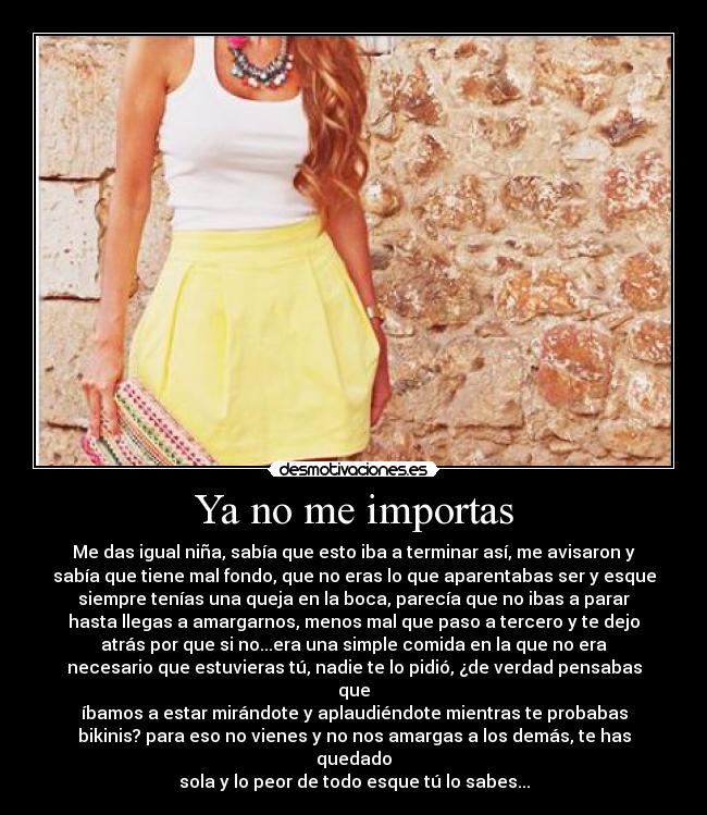 Ya no me importas -